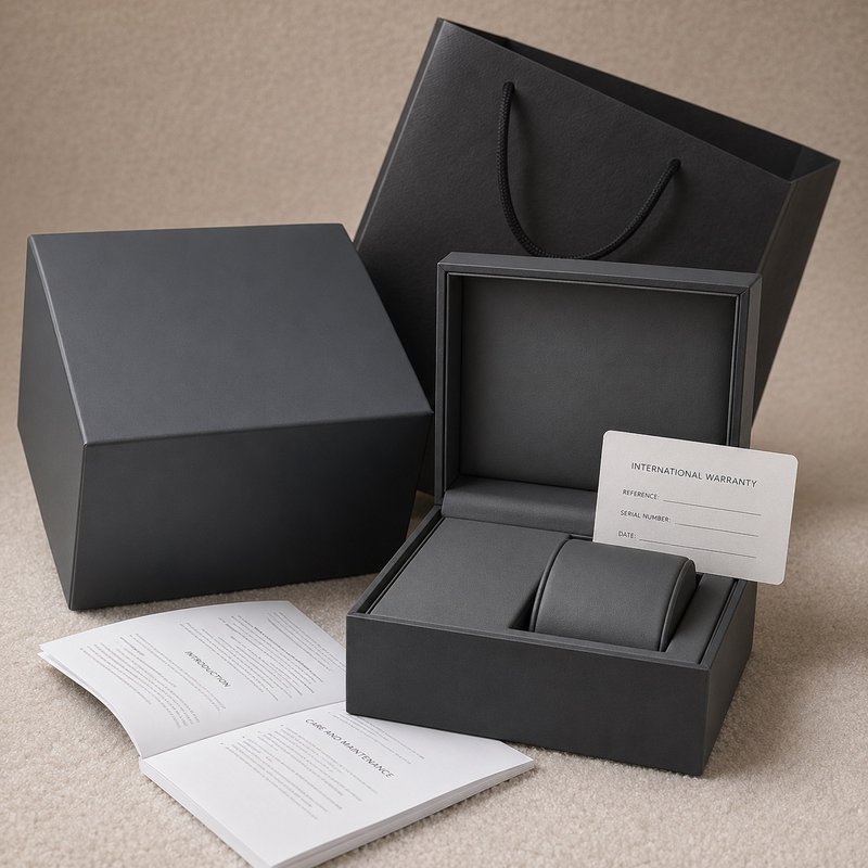 Watch box with international warranty card